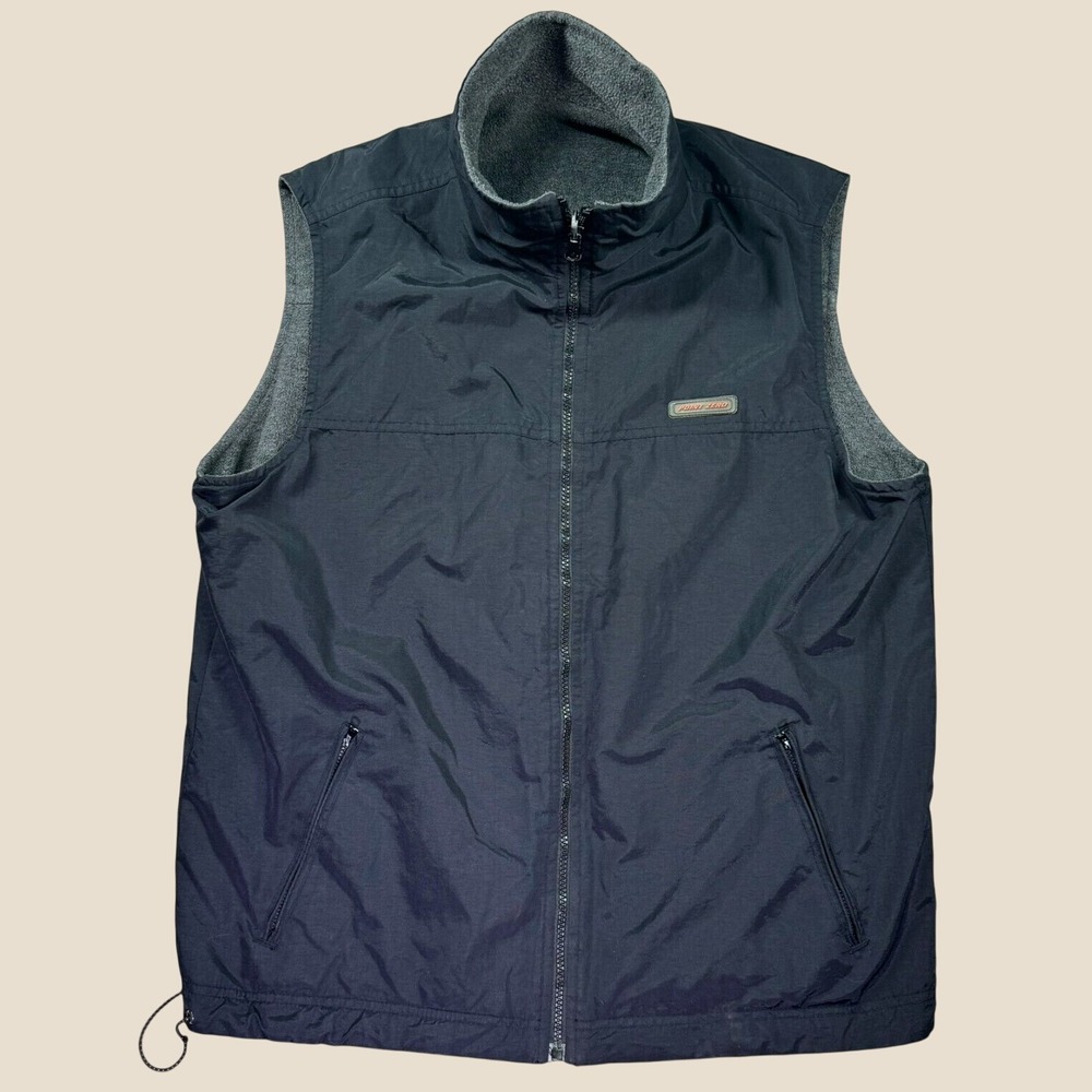 Point Zero Reversible Vest Mens M Black Gray Fleece Full Zip Gorpcore Outdoor